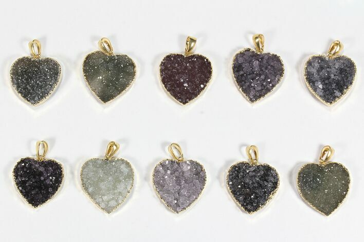 Lot: Druzy Amethyst Heart Pendants - Pieces #78437